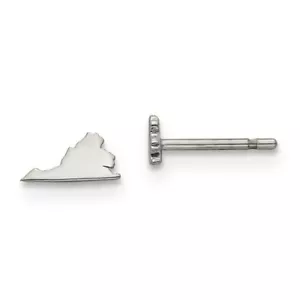 BRAND NEW 925 Sterling Silver Virginia State Push Back Earrings: XNE50SS-VA - Picture 1 of 2
