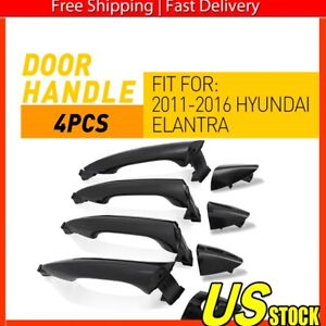 Black Exterior Door Handle Set of 4 Front & Rear For 2011-2016 Hyundai Elantra