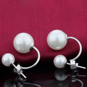 Coppia Orecchini Donna Perle Fidanzamento Goccia Eleganti Borchia Pendente Regali Gioielli - Foto 1 di 9