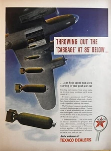 1943 Texaco Händler illustriert WWII Ära Druck Anzeige, Bomber Flugzeug Kunst - Bild 1 von 1