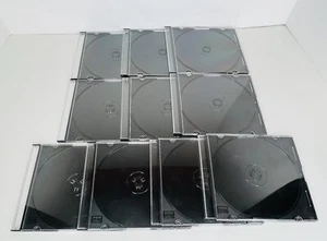 Lote de 10 estuches vacíos delgados para joyas CD música DVD plástico negro SIN grietas ni roturas - Imagen 1 de 3
