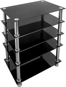 Customizable Tempered Glass Media Center - 5 Shelves for Home Theater Setup - Picture 1 of 10