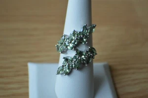 4.35ct Andranomaro Green Apatite Bypass Ring Rhodium Plated over Fine Silver Sz8 - Picture 1 of 14