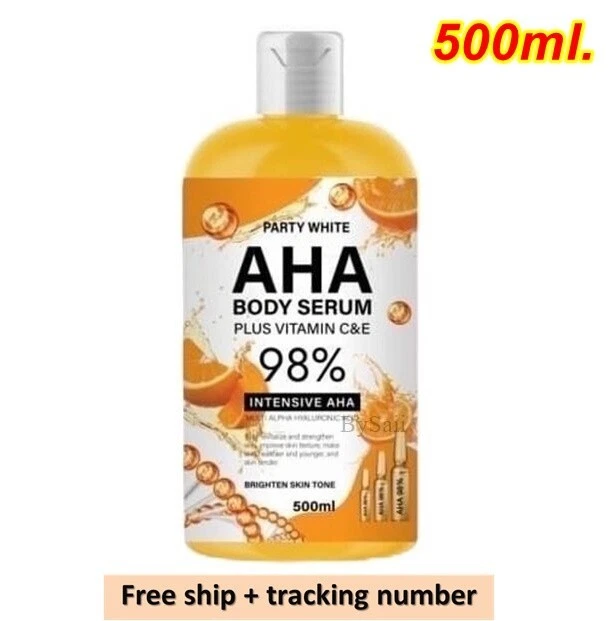 PARTY WHITE AHA 98% Body Serum & Lotion Orange Brighten Skin 500ml. - Image 1 of 3