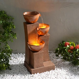 Teamson Home 28.54" Water Fountain with LED Lights, Brown - Picture 1 of 12