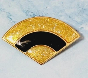 Vintage Art Deco Style Brooch/ Pin- Enameled Black Geometric go-103 - Picture 1 of 4