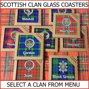 Art2Glass Scottish Clan Coaster Glass & Cork New Boxed - Select A Clan From Menu - Picture 1 of 53