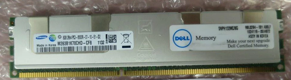 Dell 8GB PC3-8500R ECC Registered 240-pin DIMM SNPH132MC/8G Server Memory - Image 1 of 3