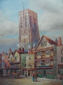 Figuras Victoria Street Bristol. William Woods Hodges antiguo original con color - Imagen 1 de 8