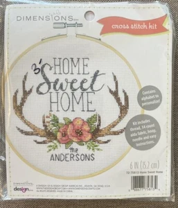 ABMESSUNGEN gezähltes Kreuzstich-Kit mit 6" REIFEN HOME SWEET HOME 72-75813 Geweih - Bild 1 von 3