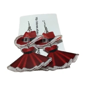 Xmas Country western music cowgirl boots acrylic dangle earrings free postage - Picture 1 of 4