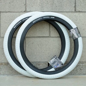 PAIR OF ODYSSEY BMX BIKE PATH PRO TIRES WHITE/BLACK PRIMO CULT SUNDAY - Picture 1 of 2