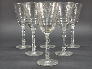 Vintage 1947 Libbey Rock Sharpe Arctic Rose Wine Glasses - Picture 1 of 15