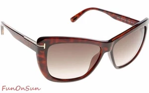 Tom Ford Lindsay Womens Sunglasses FT0434 52K Dark Havana/Gradient Roviex Lens - Picture 1 of 3