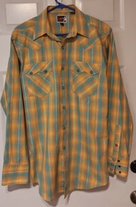 Camisa Brooks & Dunn Mango Delgada Perla A Presión Para Hombres Talla M Bolsillo Diente de Sierra Occidental - Imagen 1 de 7