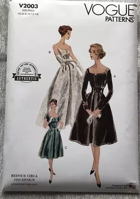Vogue 2003 Reissue Circa 1959 Design Dress Petticoat Pattern 6-14 Bridal Wedding - Image 1 of 3