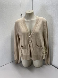 Meimeij Womens Long Sleeve Cardigan With Ruffles at Back Size M Beige - Picture 1 of 12