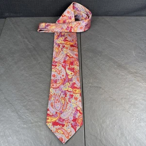 Daniel De Fasson Studio Herrenkrawatte rot lila Jacquard Paisley 100 % Seide 60 x 3,75 - Bild 1 von 11
