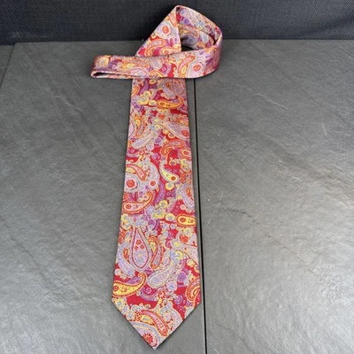 Галстук мужской Daniel De Fasson Studio красный фиолетовый жаккардовый пейсли 100% шелк 60 x 3,75 - Изображение 1 из 4