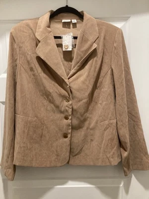 Chaqueta sin forro de gamuza sintética color tostado Cato 18W Foto 1 de 4