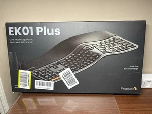 ProtoArc EK01 Plus Backlit Dual Mode Ergonomic Workspace Keyboard Black - Picture 1 of 16