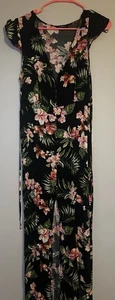 Vintage 90er-Jahre-Stil Knopfleiste tropische Blumen Kleid Damen Large Maxi Hawaii - Bild 1 von 5