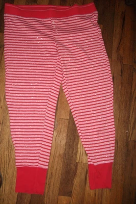 Victoria's Secret Waffle Knit Pajama Pants in Pink/Red/Silver Stripes - Sz XL - Image 1 of 4