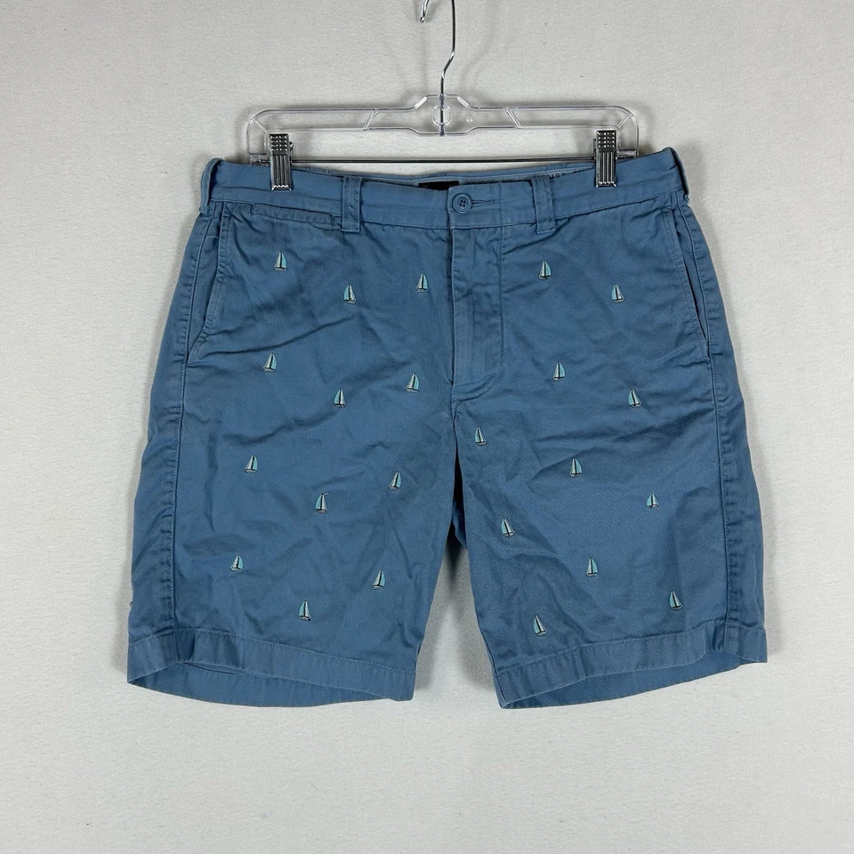 Pantalones Cortos Chinos J Crew Para Hombres 32 Barcos Náuticos Azules Geométricos Informales Preppy Clásicos Foto 1 de 4