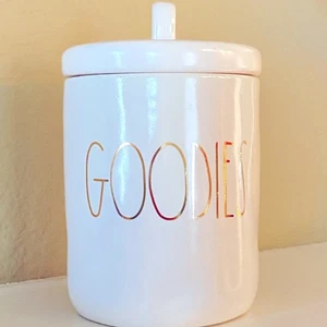Rae Dunn GOODIES Barattolo Barattolo Ceramica Oro Magenta LL Farmhouse Treats LL - Foto 1 di 9