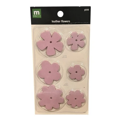 Making Memories Flores de Cuero Rosa 6 Piezas Adornos para Álbumes de Recortes NUEVO Foto 1 de 2