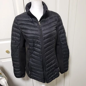 32 Heat, 90% Daunen, schwarze Steppjacke, Fleece-Seiten, durchgehender Reißverschluss, M - Bild 1 von 5