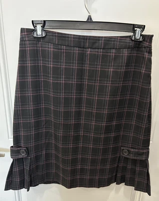 Falda elástica Larry Levine talla 14 a cuadros negra rosa azul envío gratuito Foto 1 de 3