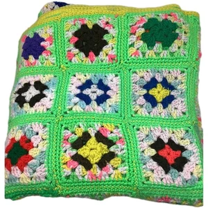 Vintage 67" x 60" handgefertigte bunte afghanische Decke - Bild 1 von 6