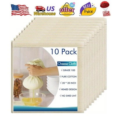 Reusable Cheese Cloth for Straining Grade 100 Cheesecloth Unbleached Cotton 20in - Image 1 of 4
