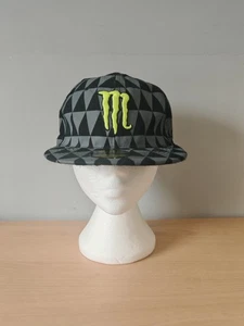 Monster Energy Drink Snapback Cap Pyramid Design Adults Size 7 1/4 58cm - Picture 1 of 8