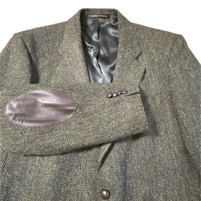 Новый Marks & Spencer Harris Твидовый Sport пальто куртка Herringbone коричневый 44 длиной мужчин - Изображение 1 из 4