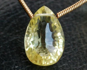 AAA Natural Lemon Quartz Concave Convex Pear Briolette Gemstone Bead - Picture 1 of 7