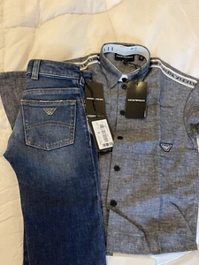 Emporio Armani NWTBoys Jeans And Shirt Sz 4 - Picture 1 of 15