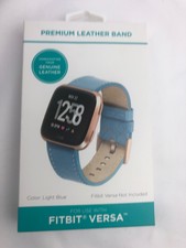 Fitbit Versa StrapTop Grain Leather Replacement Light Blue Band