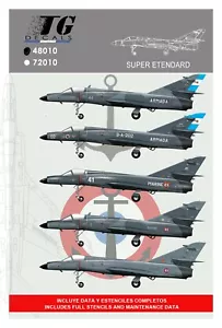 Super Etendard Modernizado - Hoja de Calcomanías - Escala 1/48 Calcomanías TG Parte #48010 - Imagen 1 de 11