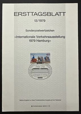 Germany 1979 Sc# 1294 FDC Souvenir First Day Cover Card 1st Electric Train Bonn - Image 1 of 2
