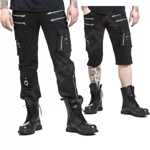 Herren Gothic Hose schwarz Hose mit beweglichen Beinen Faden Punk Bondage Goth Pant - Bild 1 von 6