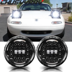 2x For Mazda Miata MX-5 MX5 1990-1997 DOT 7" inch Round LED Headlights Halo DRL - Picture 1 of 12