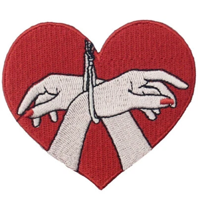 Love sex Hands Heart patch Embroidered Iron Sew On Patches transfers Appliques - Image 1 of 4