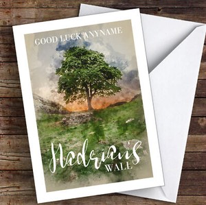 Hadrian's Wall Watercolour Sycamore Good Luck Personalised Good Luck Card