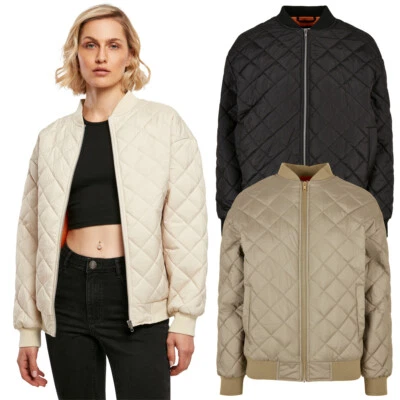 Urban Classics Ladies Oversized Diamond Quilted Bomber Jacket Bomber Quilted - Image 1 of 2