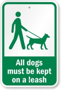 All Dogs Leash Aluminum Weatherproof 12" x 18" Sign p00357 - Picture 1 of 1