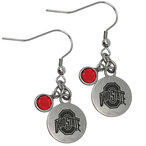 Women's Ohio State University Buckeyes Earrings Dangle Silver Charmed Cover