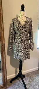 ASOS DESIGN MINI TEA WRAP DRESS-Cheetah Print US Size 8 - Picture 1 of 2