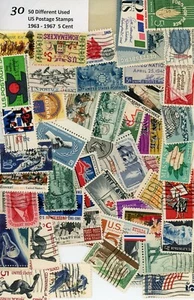 LOT of 50 DIFFERENT USED US postage stamps 5 CENT 1963-1967 FREE SHIPPING - Bild 1 von 1
